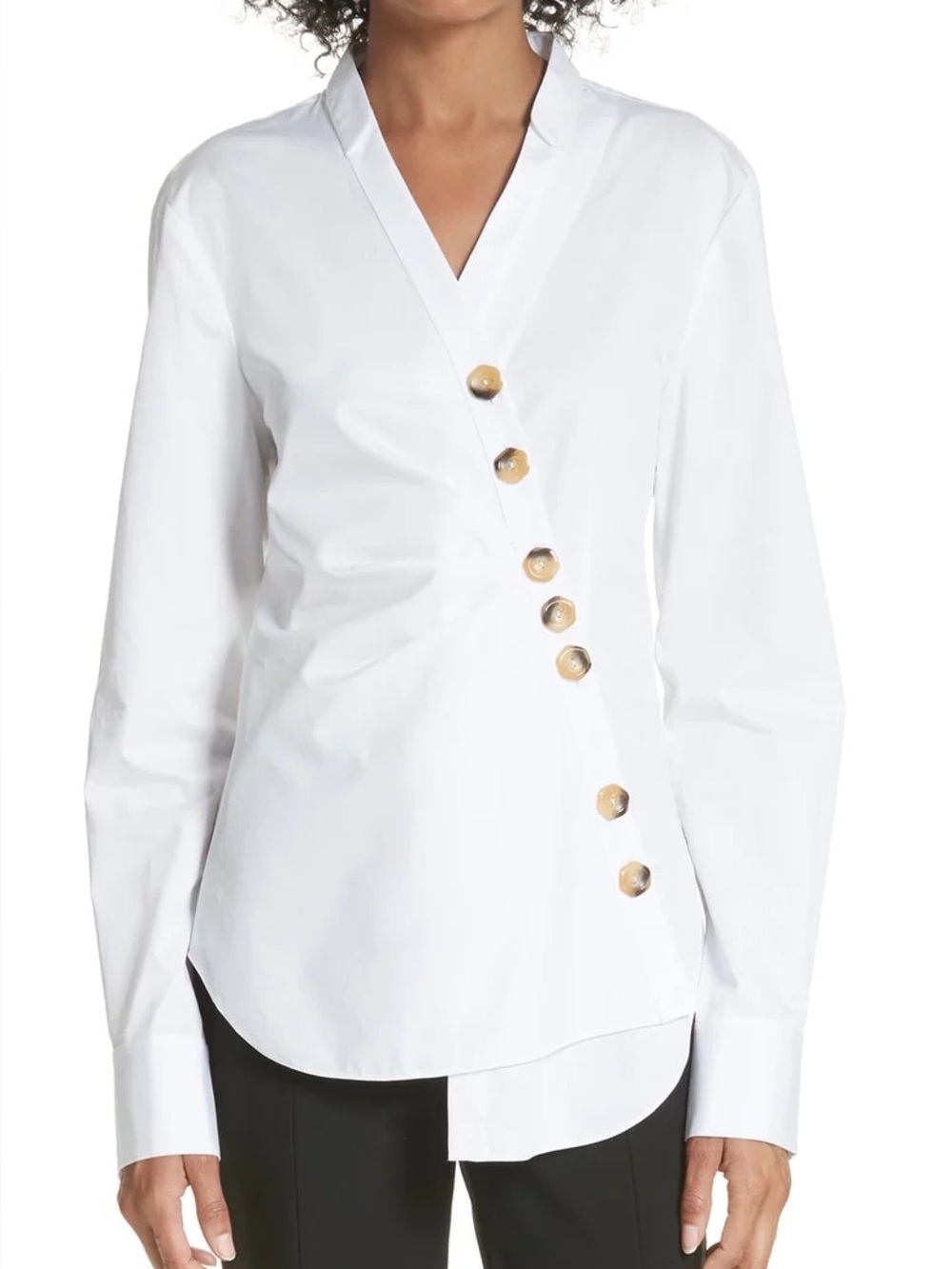NWT Tibi Asymmetrical Button Down Long Sleeve Blouse